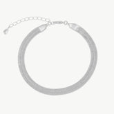 Chunky Large Herringbone Chain Silver Bracelet