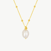 Baroque Keshi Pearl Gold Pendant Beaded Chain Necklace