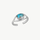 Aqua Swirl Elegance Turquoise Silver Wave Ring