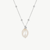 Baroque Keshi Pearl Silver Pendant Beaded Chain Necklace