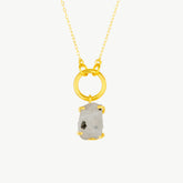 Raw Moonstone Gemstone Pendant Chain Link Gold Necklace
