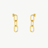 Gold Textured Chain Link Drop Earring