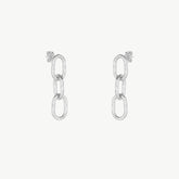 Silver Textured Chain Link Drop Earring