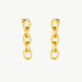Golden Hammered Link Chain Drop Earring