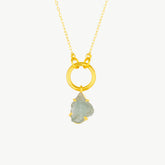 Raw Chalcedony Gemstone Pendant Chain Link Gold Necklace