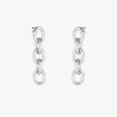 Silver Hammered Link Chain Drop Earring