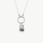 Raw Moonstone Gemstone Pendant Chain Link Silver Necklace