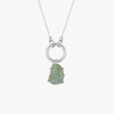 Raw Chalcedony Gemstone Pendant Chain Link Silver Necklace