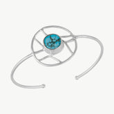 Oceanic Orb Adjustable Turquoise Cuff Bangle in Silver