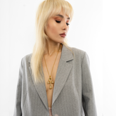 Giant Egyptian Cross Pearl Ankh Necklace in Gold