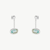 Hexa Gleam Pearl Gemstone Silver Earrings - Aqua Blue