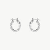 Chunky Twisted Silver Hoop Earrings