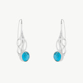 Turquoise Silver Grain Wavy Drop Earrings