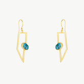 Geometric Oasis Turquoise Drop Gold Earrings | Designed by AI