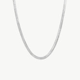 Large Herringbone Flat Silver Chain Necklace