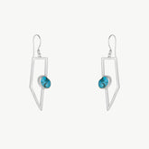 Geometric Oasis Turquoise Drop Silver Earrings