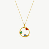 Tri-Gem Harmony Gold Pendant Necklace