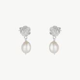 Silver Rose Pearl Drop Earring