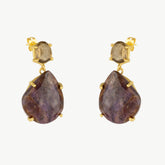 Drop Purple Gemstone Gold Earrings