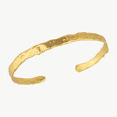 Naturally Textured Thin Cuff Bangle In Gold