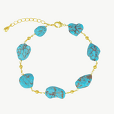 Multiple Turquoise Gemstone Chain Gold Bracelet