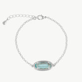 Abstract Oval Gemstone Silver Bracelet - Aqua Blue