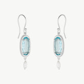 Aqua Blue Gemstone Tiny Pearl Silver Earring