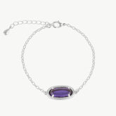 Abstract Oval Gemstone Silver Bracelet - Amethyst Purple