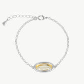 Abstract Oval Gemstone Silver Bracelet - Champagne