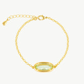 Abstract Oval Gemstone Gold Bracelet - Aqua Green