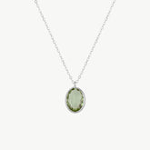 Abstract Oval Gem Silver Pendant Necklace - Aqua Green