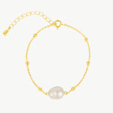 Single Pearl Beaded Chain Gold Bracelet