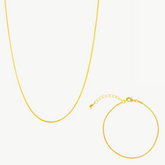 Italian Style Gold Snake Chain Necklace and Bracelet Set