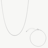 Italian Style Silver Snake Chain Necklace and Bracelet Set