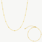 Beaded Satellite Gold Chain Bracelet and Necklace Set