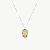 Abstract Oval Gem Silver Pendant Necklace - Champagne