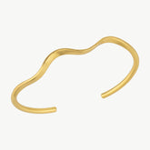 Molten Wavy Cuff Bangle Gold Bracelet