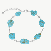 Multiple Turquoise Gemstone Chain Silver Bracelet
