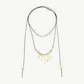 Dripping Gold Large Melting Black Cord Rope Necklace