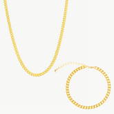 Luxury Cuban Gold Chain Necklace and Bracelet Set