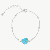 Single Turquoise Beaded Chain Silver Bracelet