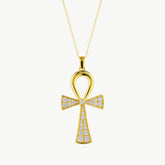 Giant Egyptian Cross Ankh Necklace in Gold