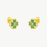 Four Leaves Clover Ring in Gold With Green Gemstones