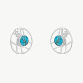 Oceanic Orb Turquoise Stud Earring in Silver