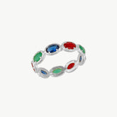 Oval Eternity Silver Gemstone Ring