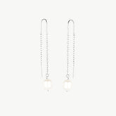 Pearl Drop Threader Silver Chain Earring