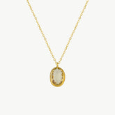 Abstract Oval Gem Gold Pendant Necklace - Champagne