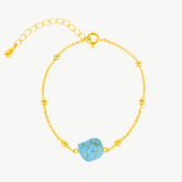 Single Turquoise Beaded Chain Gold Bracelet