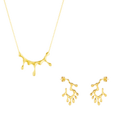 Dripping Gold Melting Necklace and Earring Set