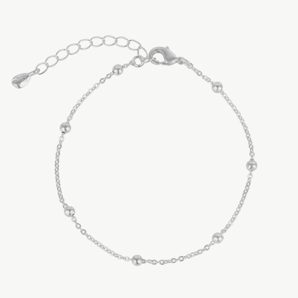 Beaded Satellite Silver Chain Bracelet – Mejoma